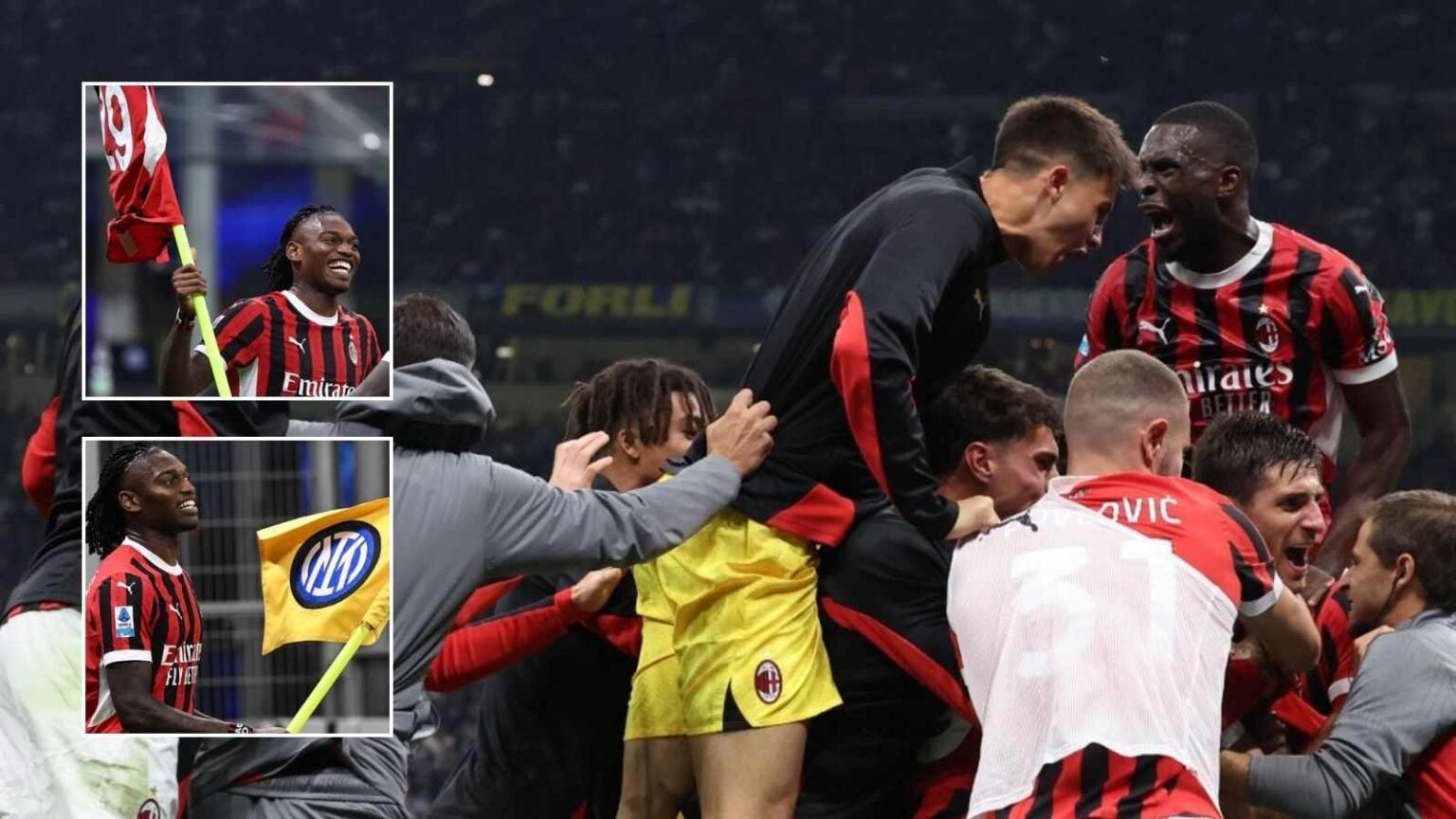 Rafael Leao 'covers' Inter Milan flag with AC Milan kit after picking ...