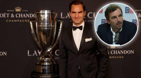 Roger Federer and Julien Benneteau (via Daily Express/we love tennis)