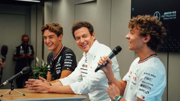 Toto Wolff, George Russell and Kimi Antonelli (via Formula1.com)