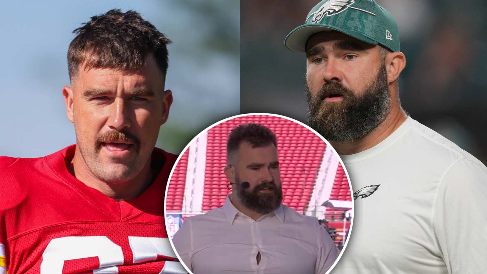 Jason Kelce’s tight-fitting ‘MNF’ shirt had Travis Kelce and Taylor Swift tearing up out of laughter