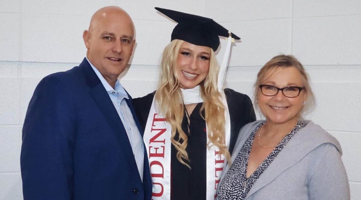 Addie Halverson with her parents