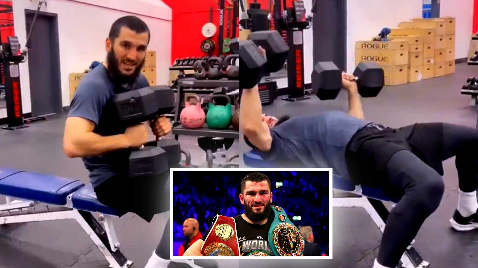 (Video) Artur Beterbiev casually lifting 110lbs dumbbells goes VIRAL before facing Dmitry Bivol