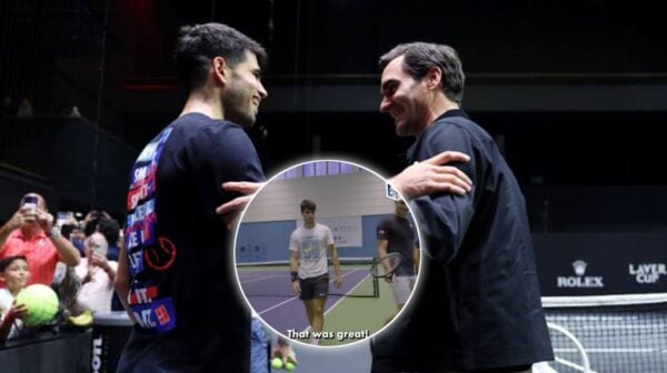 Carlos Alcaraz and Roger Federer (via Tennis World USA/X)