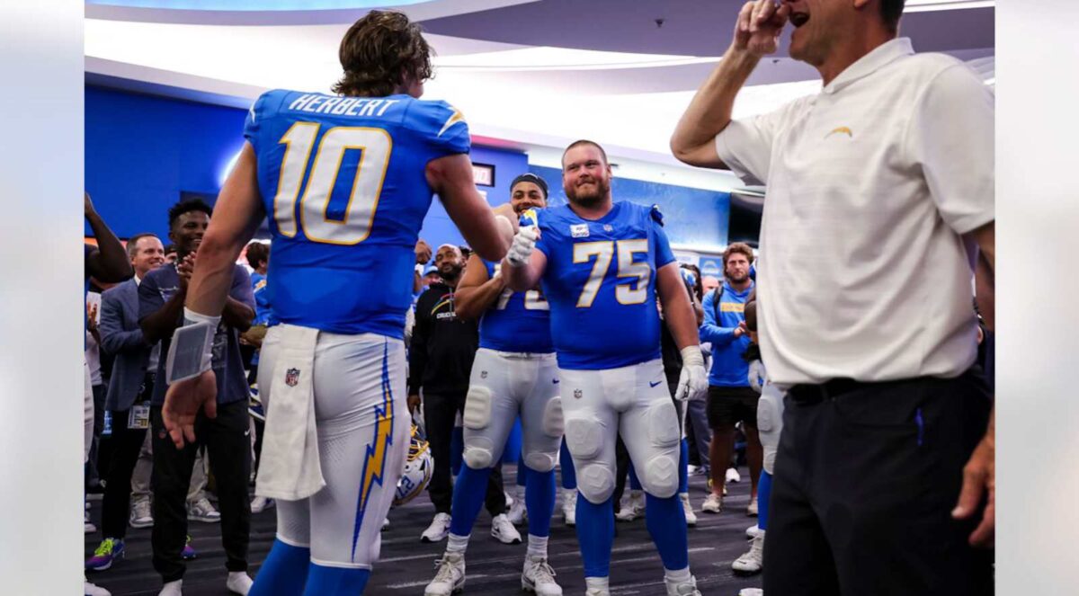 Chargers locker room celebrated Bradley Bozeman