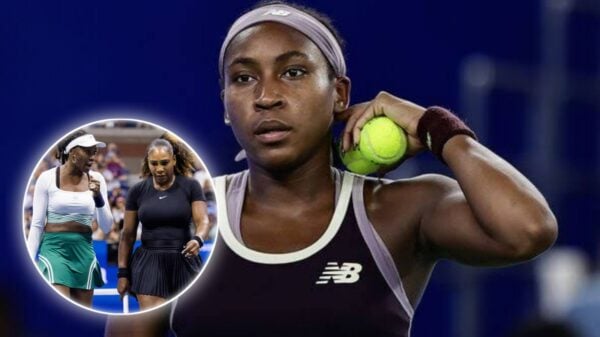 Coco Gauff, (in circle) Venus Williams and Serena Williams (via Daily Express/NBC News)