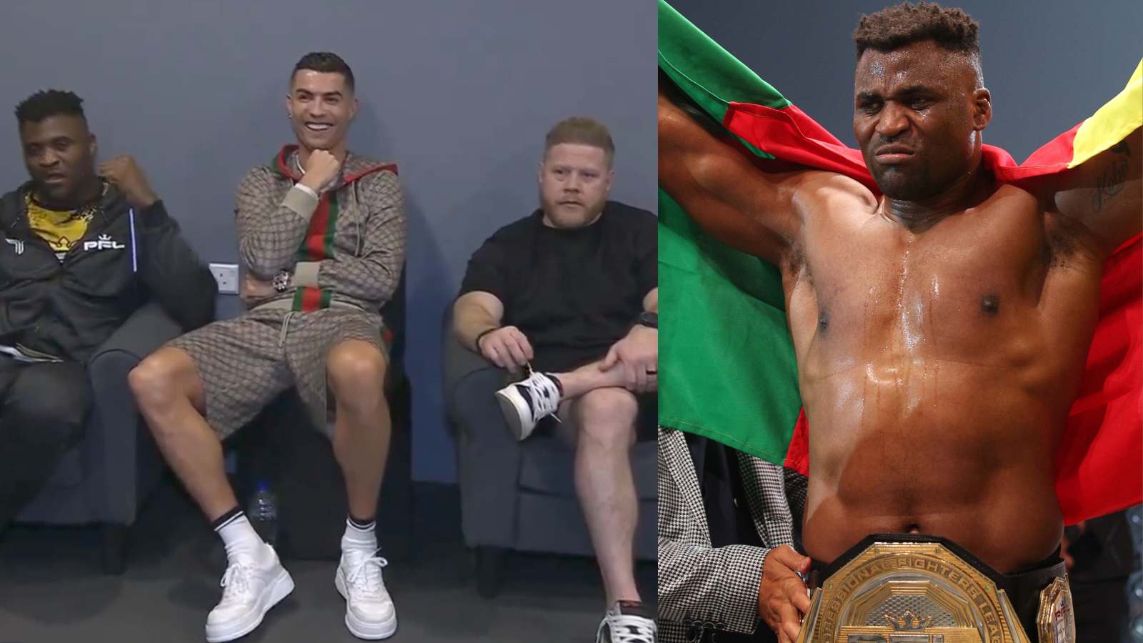 Fans STUNNED as ‘most famous person’ Cristiano Ronaldo appears to support Francis Ngannou at PFL fight 