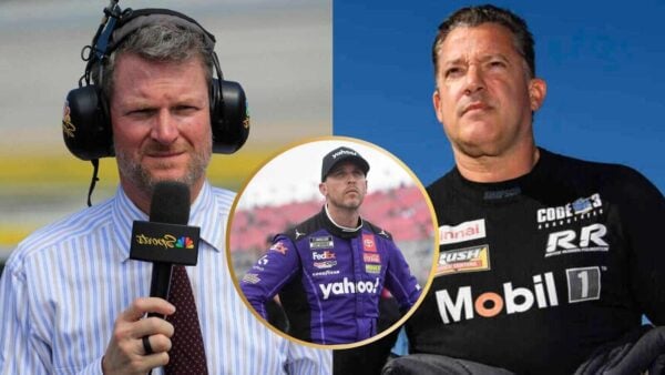 Dale Earnhardt Jr., Denny Hamlin and Tony Stewart