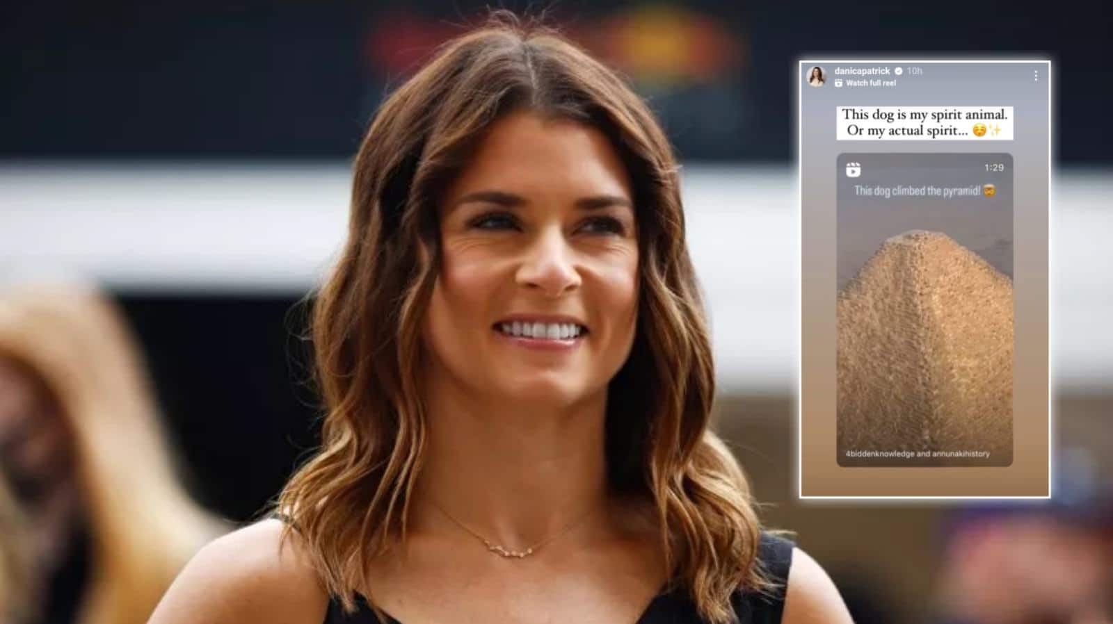 Ex-NASCAR star Danica Patrick makes hilarious “spiritual animal” comment on a dog climbing the pyramid