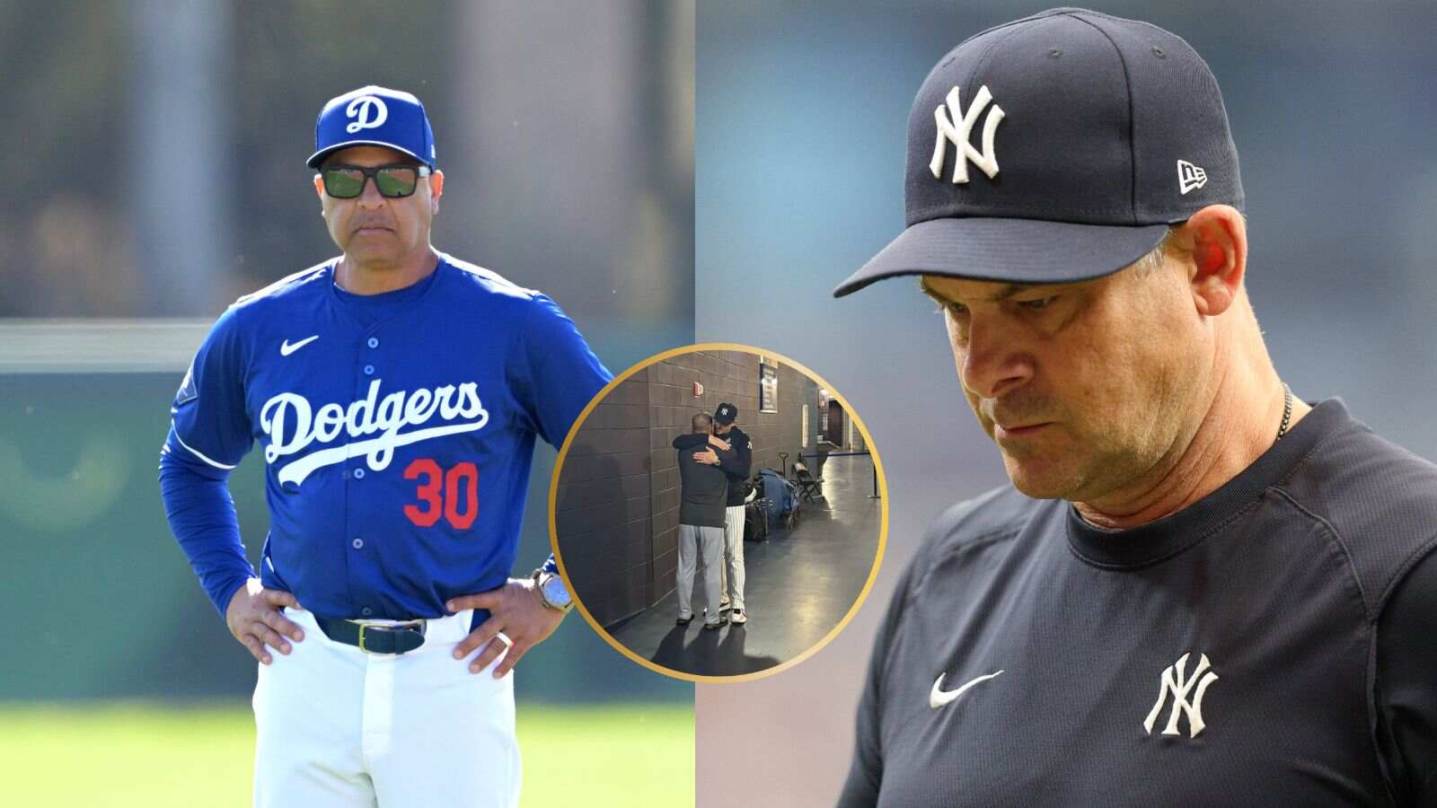 Dave Roberts spotted HUGGING Aaron Boone backstage following Dodgers World Series triumph over Yankees