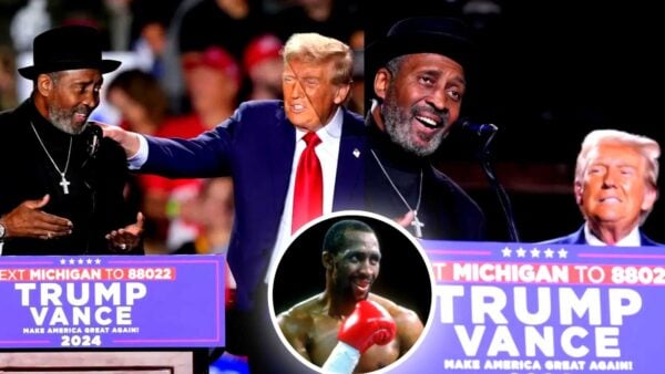 Donald Trump links up with Boxing Hall of Famer Thomas Hearns at rally