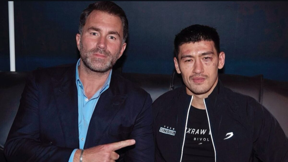 Eddie Hearn y Dmitry Bivol juntos