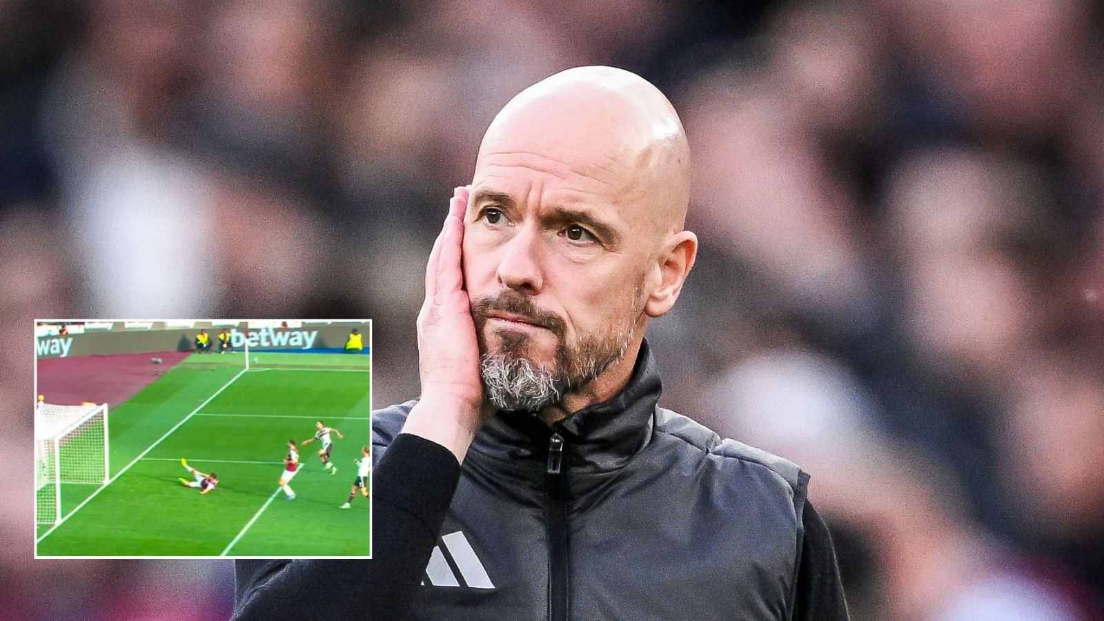 “On purpose to get Ten Hag sacked” – Fans in DISBELIEF as Diogo Dalot misses open goal in 2-1 loss to West Ham