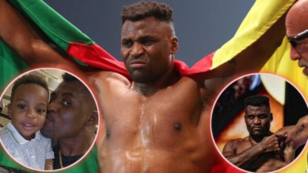 Francis Ngannou gives an emotional speech about his son after the PFL victory