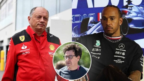 Fred Vasseur, Mattia Binotto and Lewis Hamilton (via IMAGO)