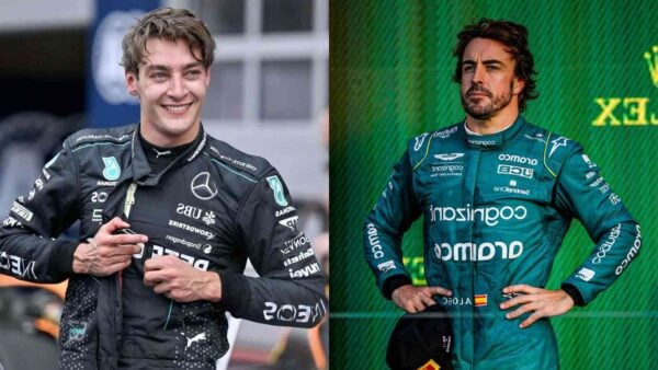 George Russell and Fernando Alonso