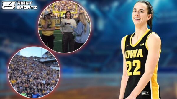 Iowa Hawkeyes fans roared when WNBA and Indiana Fever star Caitlin Clark was introduced to the crowd