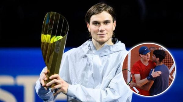 Jack Draper, (in circle) Jannik Sinner and Carlos Alcaraz (via Evening Standard/Tennis Gazette)