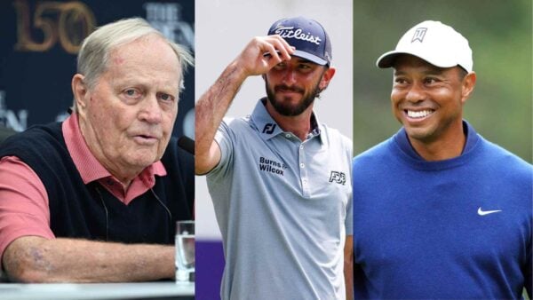 Jack Nicklaus, Max Homa and Tiger Woods