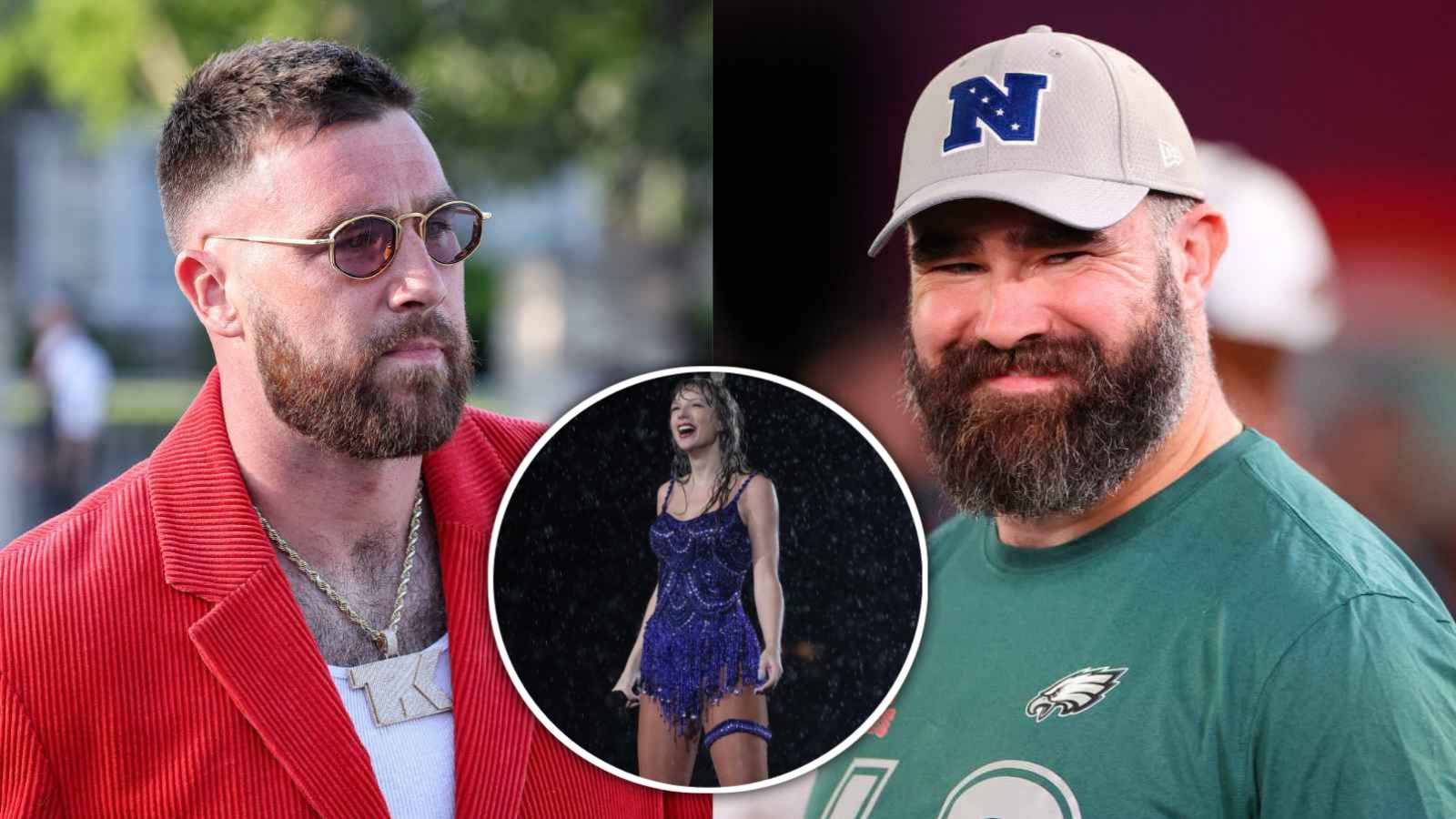 Jason Kelce tried to make Travis Kelce jealous for missing Taylor Swift’s recent rain-infused Eras Tour concert