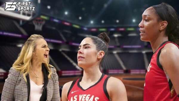 Las Vegas Aces players A'ja Wilson and Kelsey Plum with head coach Becky Hammon