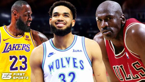 LeBron James, Karl-Anthony Towns and Michael Jordan