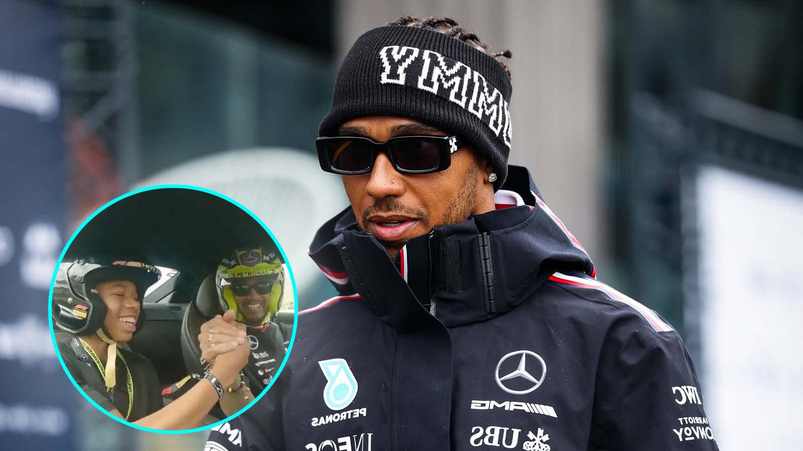 (Video) Lewis Hamilton takes 14-year-old Mercedes prodigy for a spin at US GP