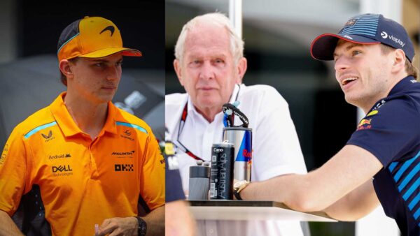 Oscar Piastri, Helmut Marko, and Max Verstappen