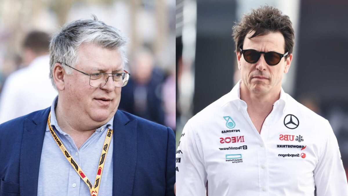 Otmar Szafnauer and Mercedes' Toto Wolff