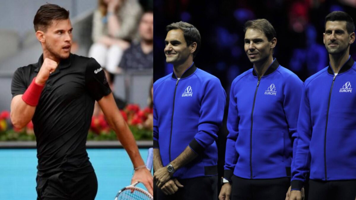 Dominic Thiem, Roger Federer, Rafael Nadal and Novak Djokovic