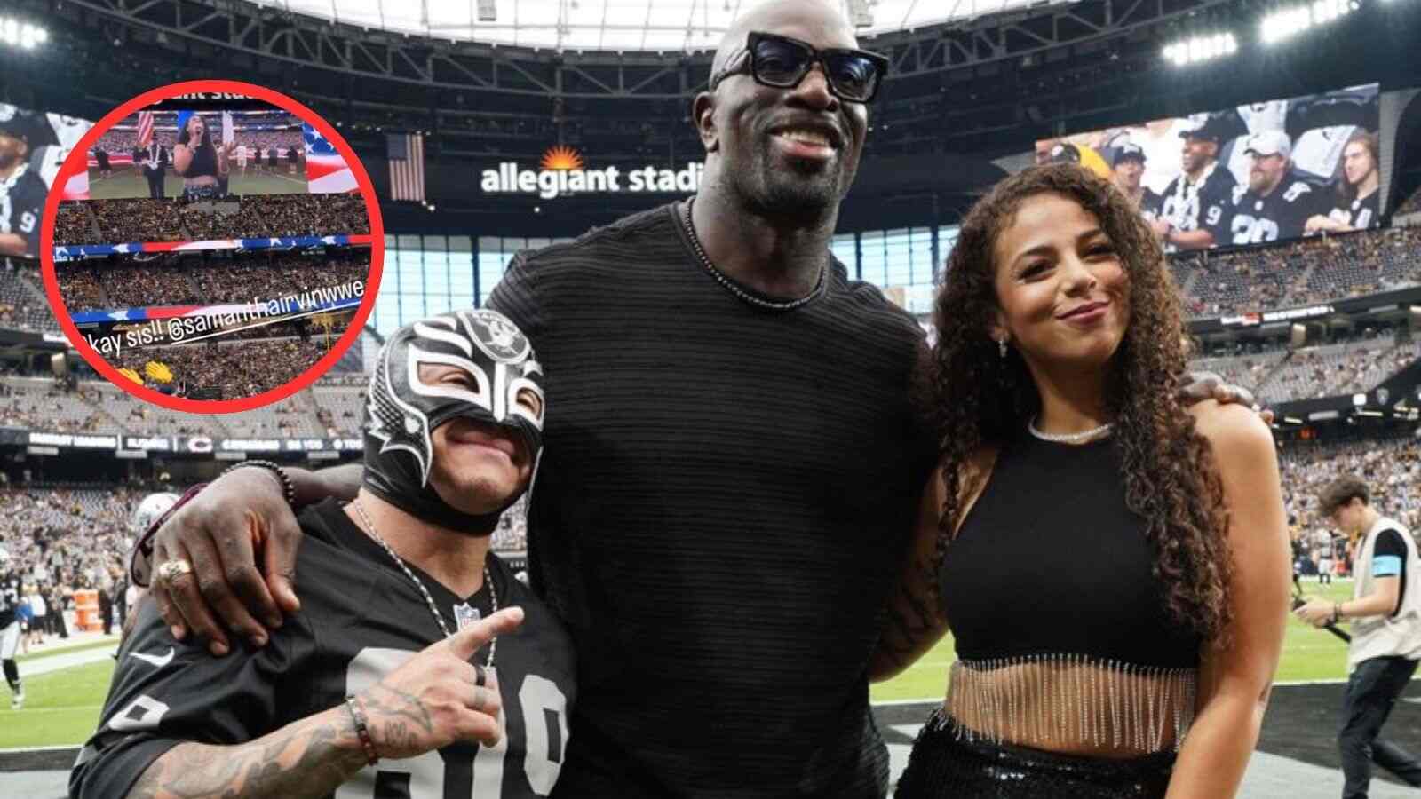 Top AEW star in awe of WWE announcer Samantha Irvin singing the national anthem at Raiders game in the NFL