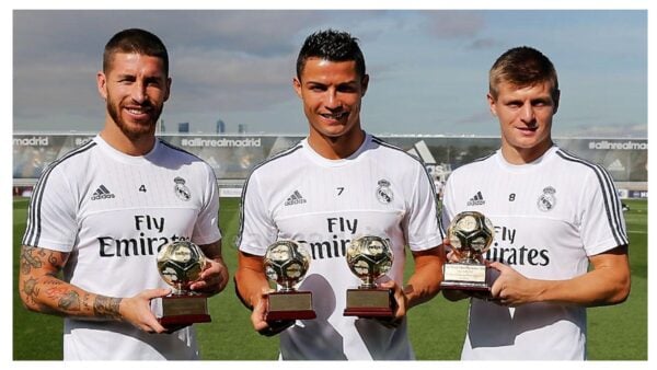 Sergio Ramos, Cristiano Ronaldo and Toni Kroos