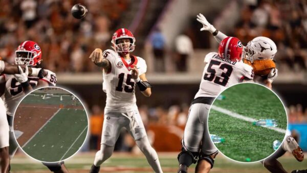 Texas fans started to throw debris on field after referees' controversial decision during Georgia game