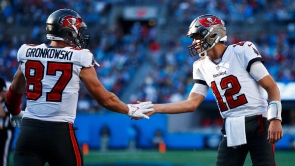 Tom Brady with Rob Gronkowski