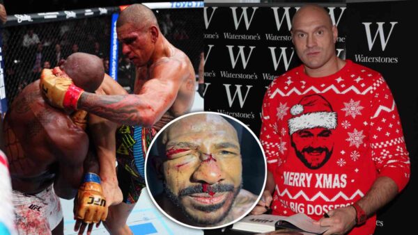 Tyson Fury reacts to Khalil Rountree’s face after UFC 307 showdown against Alex Pereira