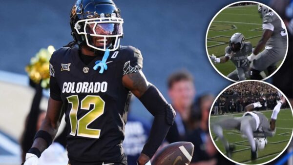 (Video) Travis Hunter hits the crowd with a 'pumped up' Spider-Man celly after scoring TD against Bearcats