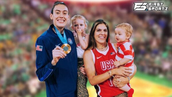 WNBA and New York Liberty star Breanna Stewart with wife Marta Xargay Casademont and their two children