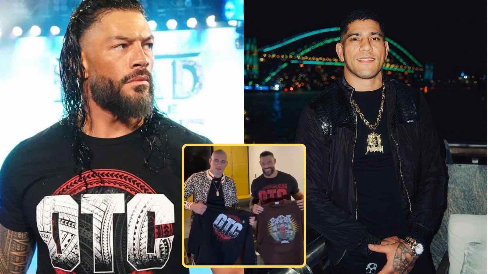 (Video) Superstar crossover as Roman Reigns gets surprised by UFC champ Alex Pereira backstage at WWE SmackDown