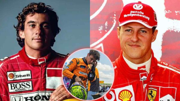 Ayrton Senna, Michael Schumacher and Lando Norris