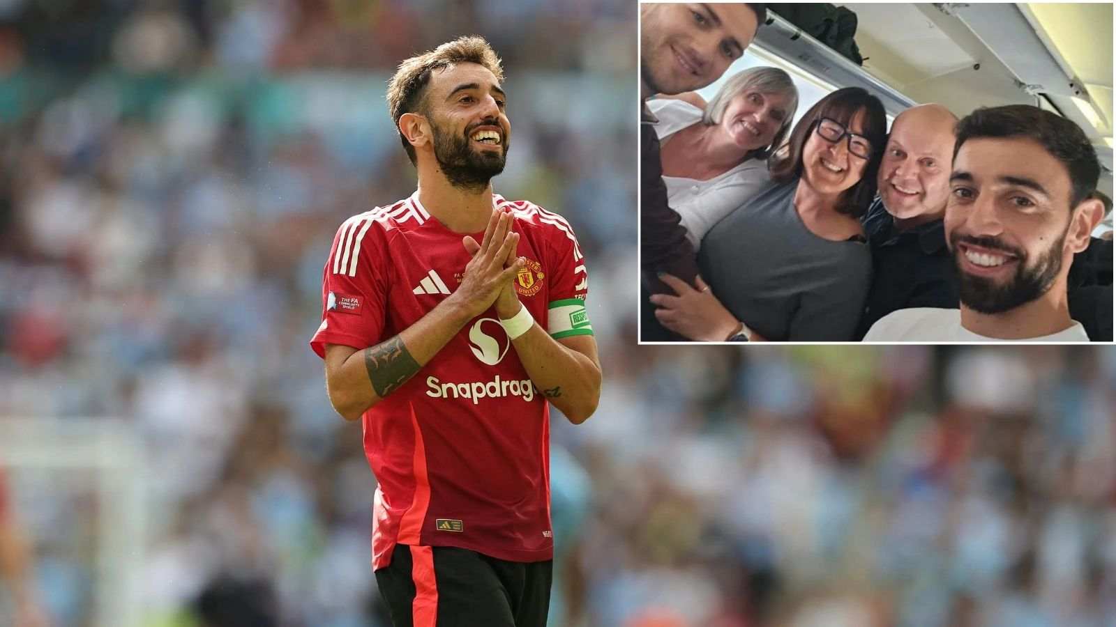 “Assisting on and off the pitch” – Fans praise Bruno Fernandes as Manchester United captain saves man on flight from passing out