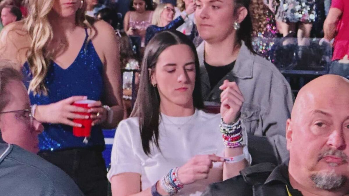 Caitlin Clark trading friendship bracelets at Taylor Swift's Eras Tour concert