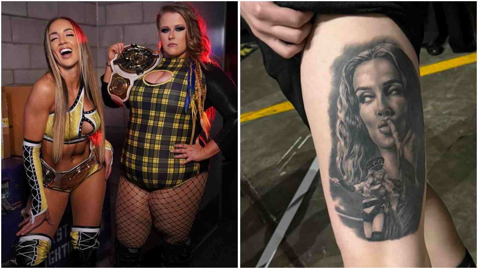 “You’re not that white,” Fans troll 33-year-old WWE star’s husband for claiming to get his wife’s face tattooed on his leg