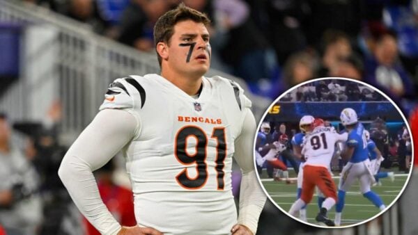 Cincinnati Bengals DE Trey Hendricksonwas issued a roughing the passer call due to a horse-collar tackle on Justin Herbert