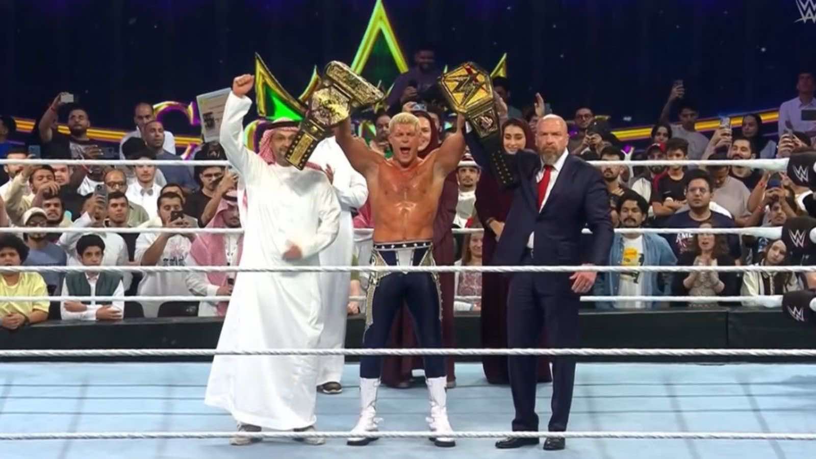 Cody Rhodes gets rewarded with title made up of 50 carats of diamonds after becoming the first-ever Men’s Crown Jewel Champion