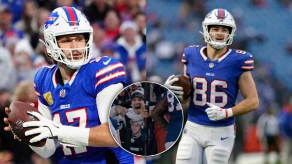 Dalton Kincaid cheered for Josh Allen during Chiefs game