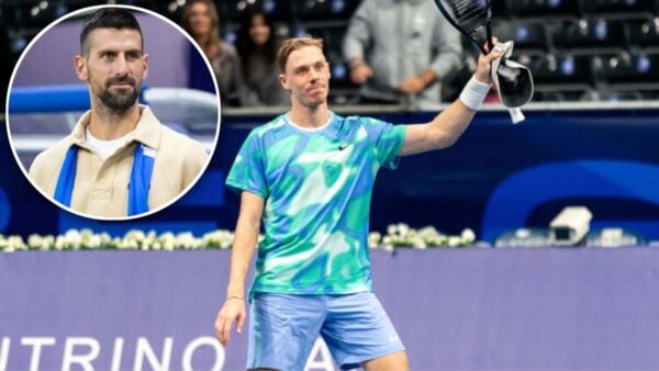 Denis Shapovalov and Novak Djokovic (via SporKlub/Daily Express)