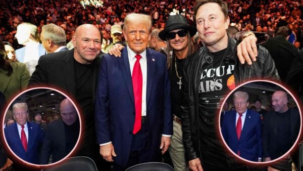 Donald Trump walks out at UFC 309 alongside Dana White and Elon Musk