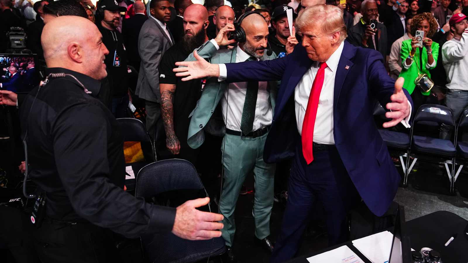 Donald Trump and Joe Rogan ‘bromance’ at UFC 309 after game-changing endorsement breaks internet