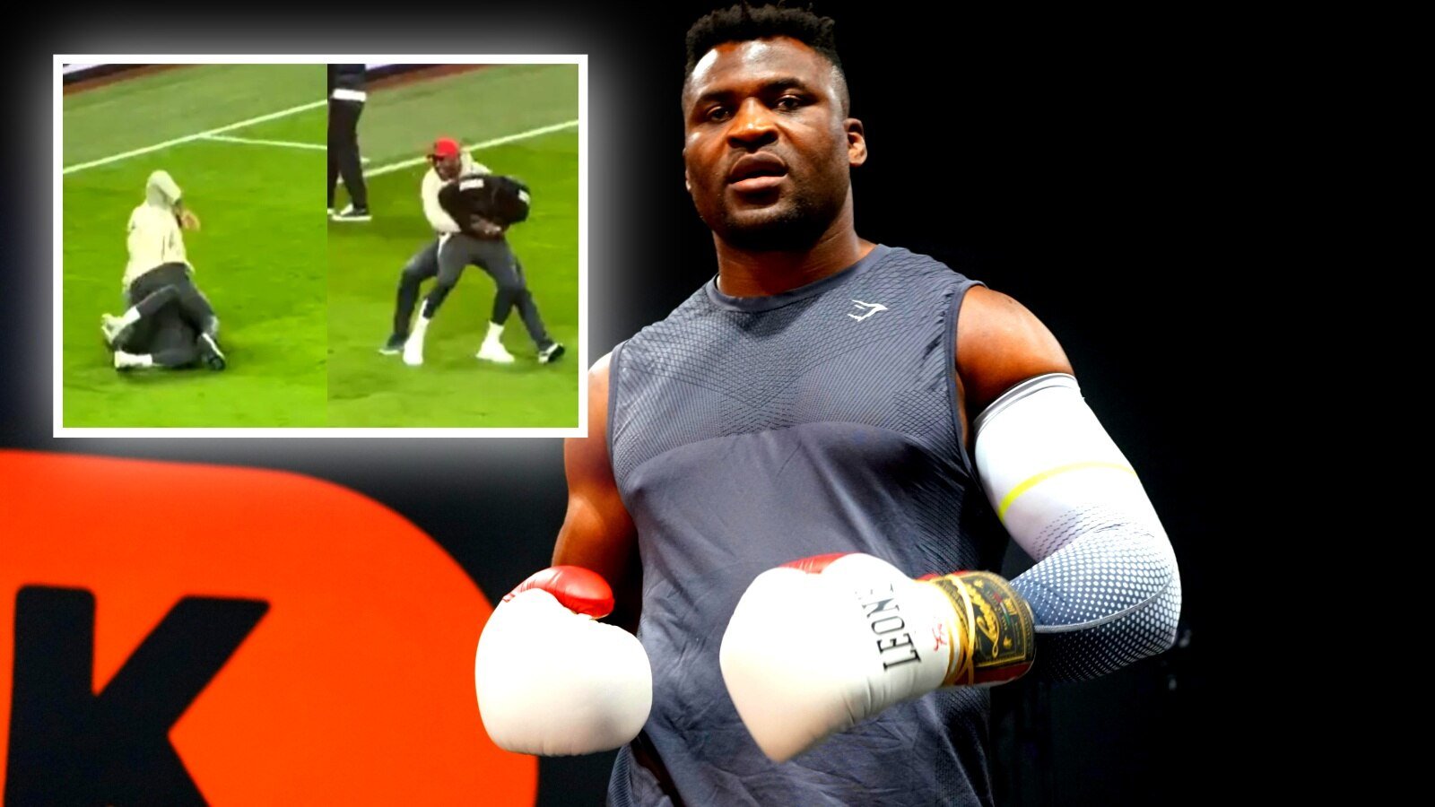 (Video) Weeks after Conor McGregor row with Bukayo Saka, Francis Ngannou wrestles Manchester United star to the ground