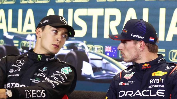 George Russell and Max Verstappen (via Getty Images)