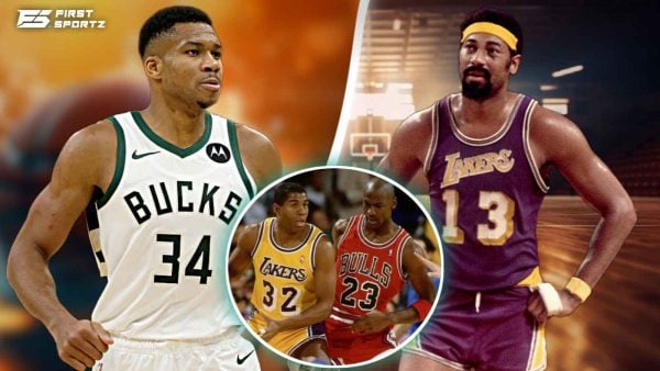 Giannis Antetokounmpo, Magic Johnson, Michael Jordan and Wilt Chamberlain